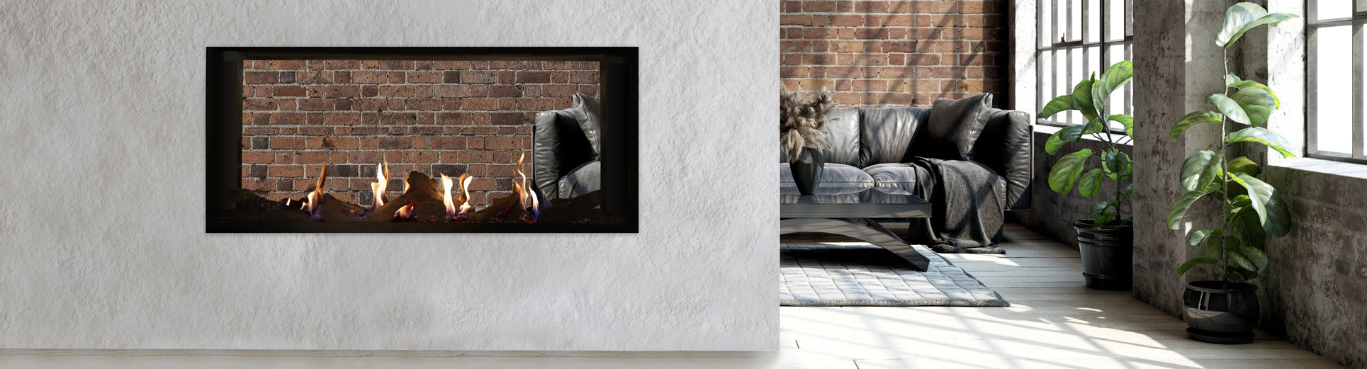 Plaza 55-Inch Linear See-Through Gas Fireplace with Screen Barrier Modern Design Indoor DVLXB55SP90N