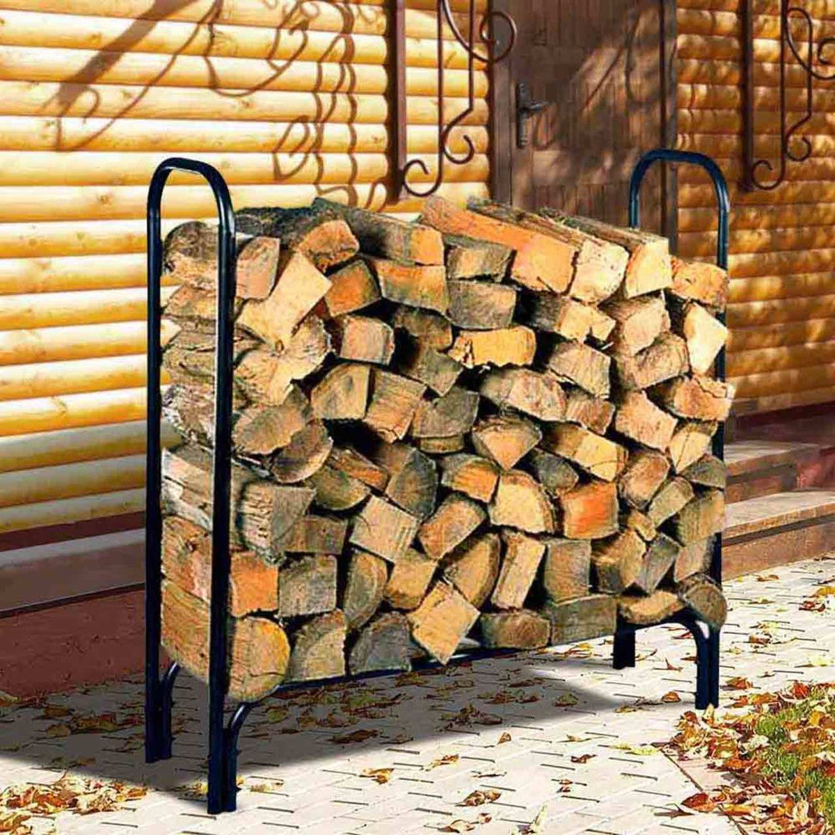 HY-C 45 Inch Tubular Black Log Rack Indoor SLRM