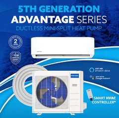 MRCOOL Advantage 5th Gen 12K BTU Ductless Mini Split AC & Heat Pump Complete System 230V - A-12-HP-230D-O