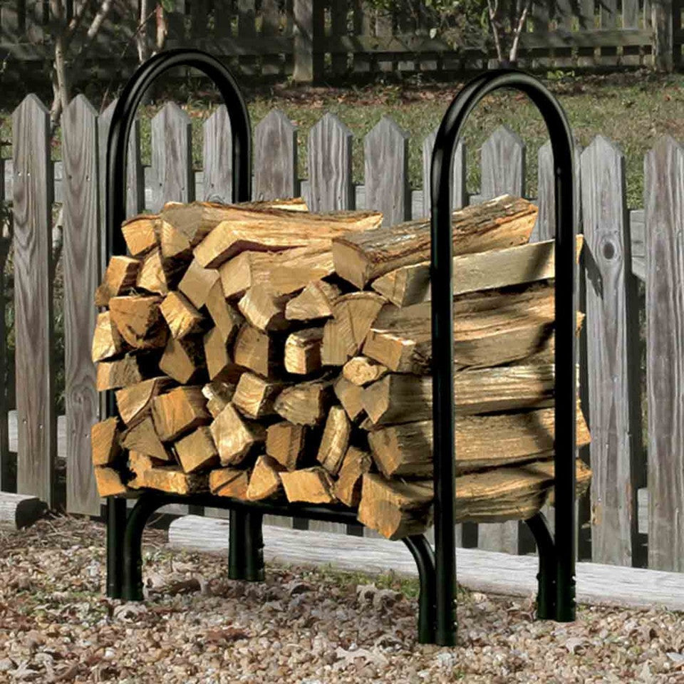 HY-C 28 Inch Black Tubular Steel Log Rack Indoor SLRS