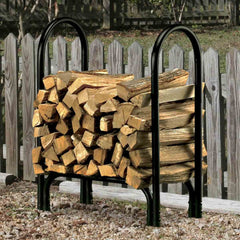 HY-C 28 Inch Black Tubular Steel Log Rack Indoor SLRS
