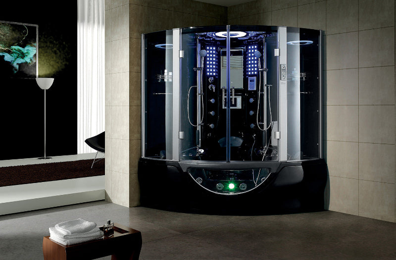 Maya Bath Valencia Steam Shower – Compact Corner Whirlpool Spa with TV, MP3 Audio & Full-Body Massage