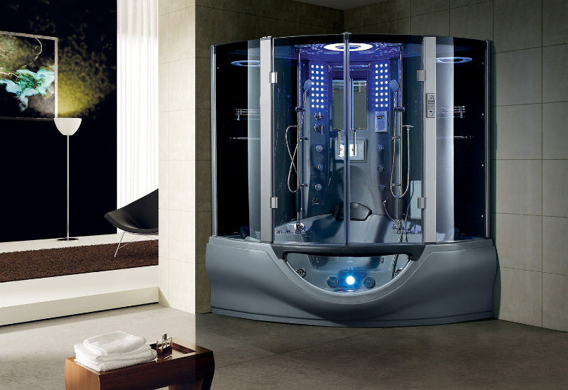Maya Bath Valencia Steam Shower – Compact Corner Whirlpool Spa with TV, MP3 Audio & Full-Body Massage