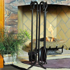 Pilgrim Forged Hearth 28 Inch Black Matte Fireplace Tool Set Indoor 18003
