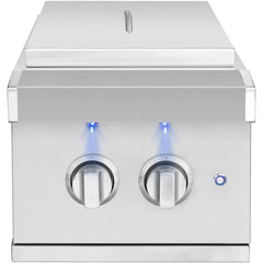 American Made Grills Atlas Double Side Burner – Built-In Dual Burner with LED Illumination ATSSB2-NG