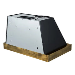 FORNO Espresso Vittorio 36 Inch 600 CFM Wall Mount Range Hood in Black and Antique Brass Trim with Remote Control, FRHWM5078-36BLK