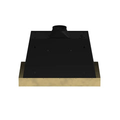 FORNO Espresso Vittorio 36 Inch 600 CFM Wall Mount Range Hood in Black and Antique Brass Trim with Remote Control, FRHWM5078-36BLK