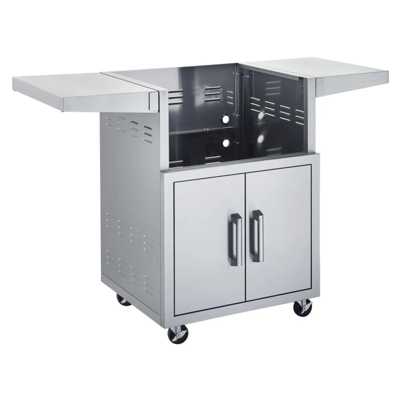 26-Inch Cart with 2 Doors and 2 Fold-Down Side Shelves in Stainless Steel (BSACT26)