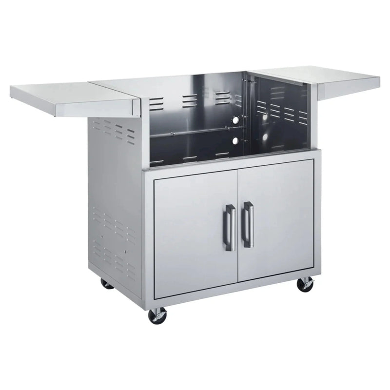 34-Inch Cart with 2 Doors and 2 Fold-Down Side Shelves in Stainless Steel (BSACT34)
