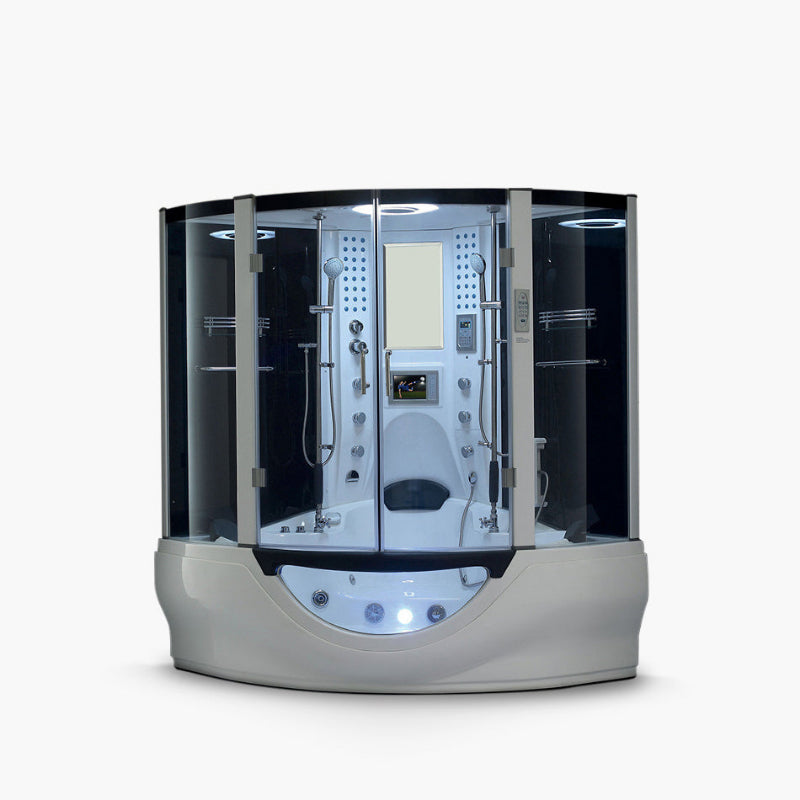 Maya Bath Valencia Steam Shower – Compact Corner Whirlpool Spa with TV, MP3 Audio & Full-Body Massage