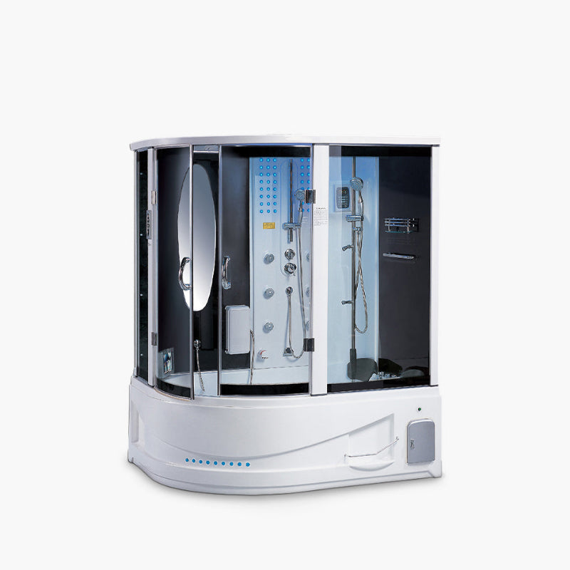Maya Bath Siena Steam Shower – Corner Whirlpool Spa with TV, Fridge & Full-Body Massage (Siena-R)
