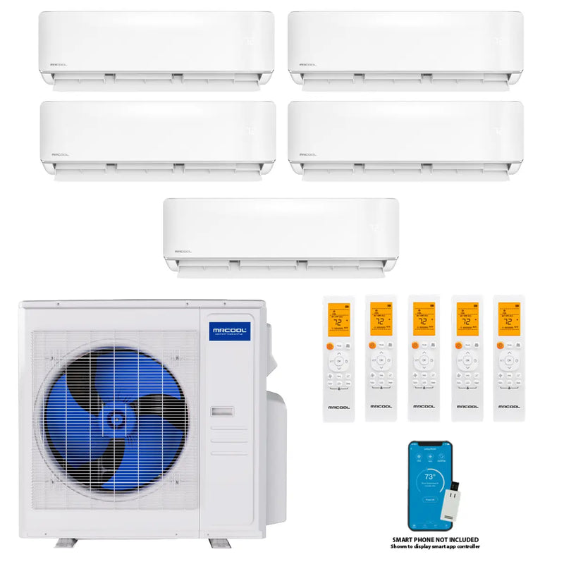 MRCOOL DIY 5th Gen Multi-Zone 5-Zone 36K BTU 23 SEER2 (6K + 6K + 6k + 6k + 18k) Ductless Mini Split AC & Heat Pump