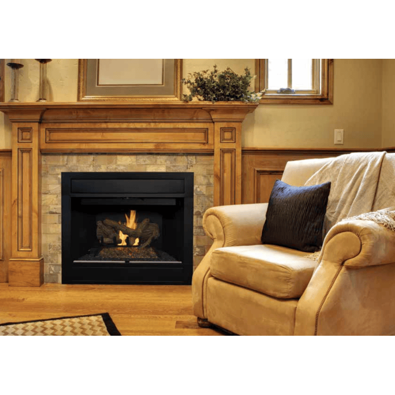 Superior BRT4542 42 Inch Traditional B-Vent Gas Fireplace with Millivolt Ignition in White Herringbone Refractory Panels BRT4542TMN-B