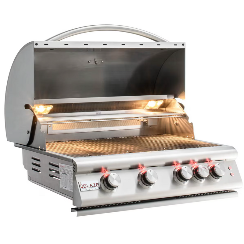 Blaze LTE 32-Inch 4-Burner Built-In Gas Grill with LED Lighting and Infrared Rear Burner – BLZ-4LTE2