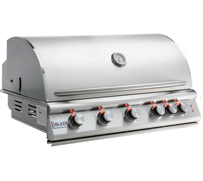Blaze LTE 40-Inch 5-Burner Built-In Gas Grill with Infrared Rear Burner and Lights – BLZ-5LTE2
