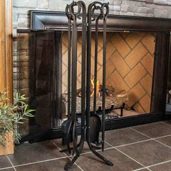 Pilgrim Forged Hearth 33 Inch Black Matte Fireplace Tool Set Indoor 18002