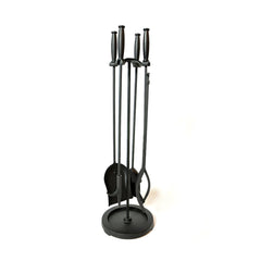 Pilgrim 31 Inch Matte Black Fireplace Tool Set with Black Barrel Handles Indoor 18032