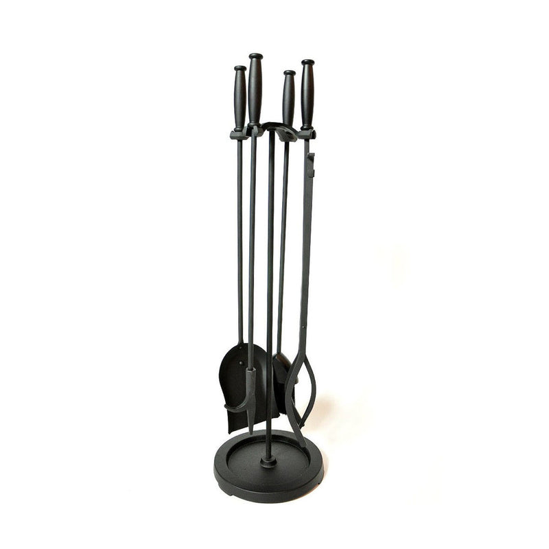Pilgrim 31 Inch Matte Black Fireplace Tool Set with Black Barrel Handles Indoor 18032