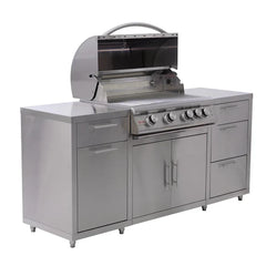 Blaze 6-Foot Stainless Steel Outdoor Kitchen Island with 32-Inch Gas Grill and LED Storage Drawers – Premium LTE Series