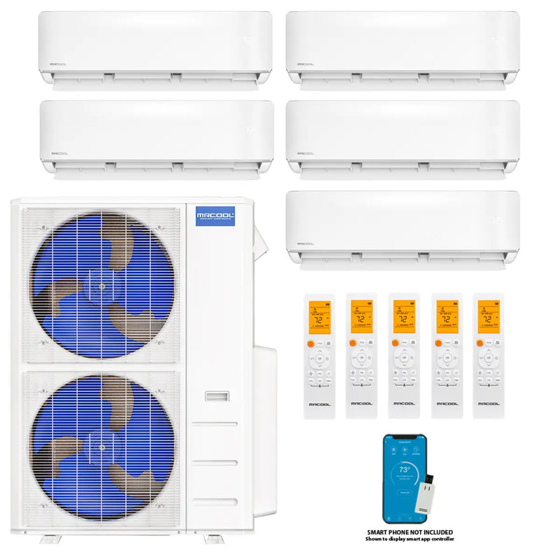 MRCOOL DIY 5th Gen Multi-Zone 5-Zone 48K BTU 21.8 SEER2 (6K + 6K + 6k + 6k + 18k) Ductless Mini Split AC & Heat Pump