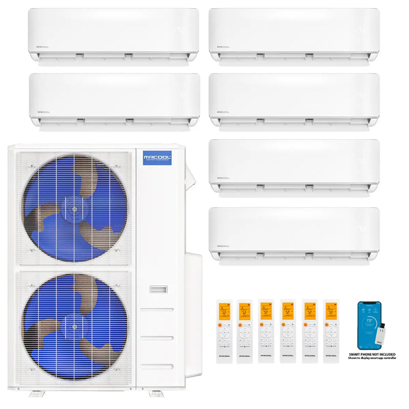 MRCOOL DIY 5th Gen Multi-Zone 6-Zone 55K BTU 22 SEER2 (6K + 6K + 6k + 6k + 6k + 9k) Ductless Mini Split AC & Heat Pump