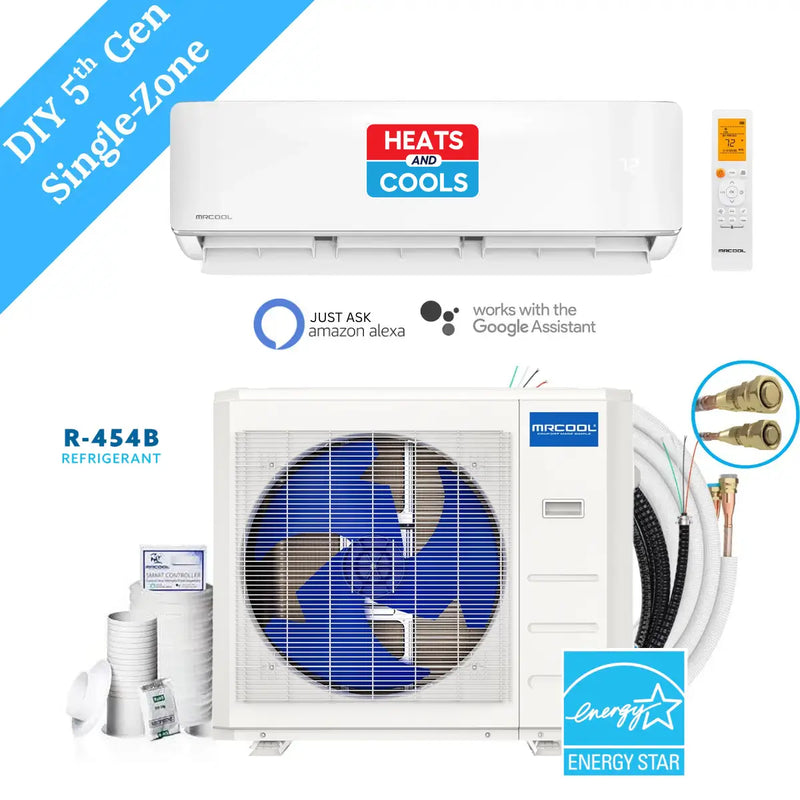 MRCOOL DIY 5th Gen E-Star 36k BTU Ductless Mini Split AC & Heat Pump Complete System with 25 ft Line set 208/230V – DIY-36-HP-WM-230D25-O