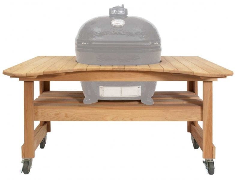 Primo Cypress Grill Table for Oval XL – Handcrafted Outdoor Grill Stand with Locking Casters, Unfinished Cypress Wood PG00600