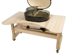 Primo Cypress Grill Table for Oval XL – Handcrafted Outdoor Grill Stand with Locking Casters, Unfinished Cypress Wood PG00600