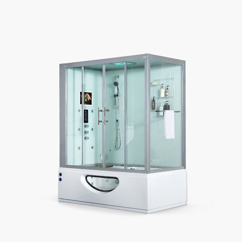Maya Bath Platinum Catania-L Steam Shower & Catania Steam Shower – Luxury Corner Whirlpool Spa with Entertainment Features