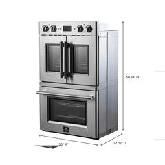 FORNO Gallico 30-Inch 7.36 cu. ft. French Door Double Electric Wall Oven with Telescopic Racks, Air Fry, Self-Clean and Sous Vide, FBOEL1388-30