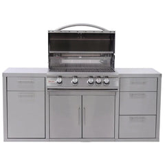 Blaze 6-Foot Stainless Steel Outdoor Kitchen Island with 32-Inch Gas Grill and LED Storage Drawers – Premium LTE Series