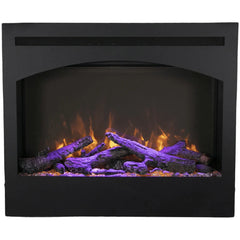 Amantii 31 Inch Zero Clearance Built-In Smart Electric Fireplace, Indoor Use, Clean Face Design with Steel Surround, ZECL-31-3228-STL