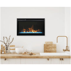 Amantii 33 Inch Traditional XtraSlim Smart Electric Fireplace, Indoor/Outdoor, Ultra Slim Recessed Design, WiFi, Crackling Sound, TRD-33-XS