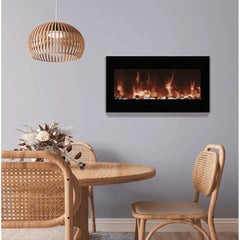Amantii 34-Inch Smart Electric Fireplace – Wall or Flush Mount, WiFi Control, Indoor/Outdoor, WM-FM-34-4423-BG