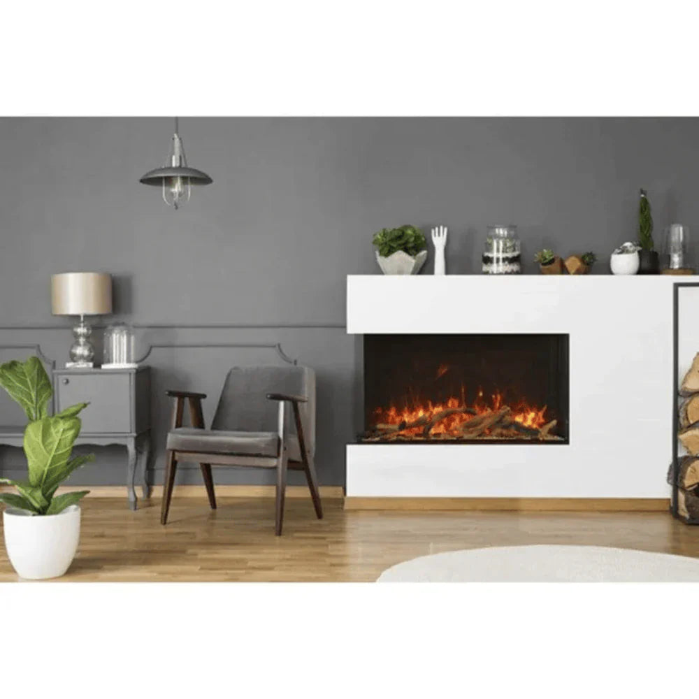Amantii 40 Inch Tru View Extra Tall XL 3-Sided Smart Electric Fireplace, Indoor/Outdoor, WiFi, Full View Flames, Multi-Color Ember Bed, 40-TRV-XT-XL