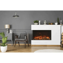 Amantii 40 Inch Tru View Extra Tall XL 3-Sided Smart Electric Fireplace, Indoor/Outdoor, WiFi, Full View Flames, Multi-Color Ember Bed, 40-TRV-XT-XL
