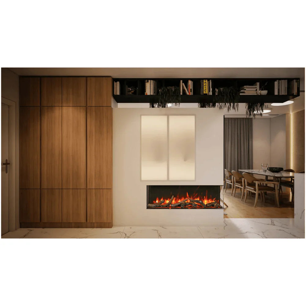 Amantii 40 Inch Tru View Slim 3-Sided Smart Electric Fireplace, Indoor/Outdoor, Built-In, 40-TRV-SLIM