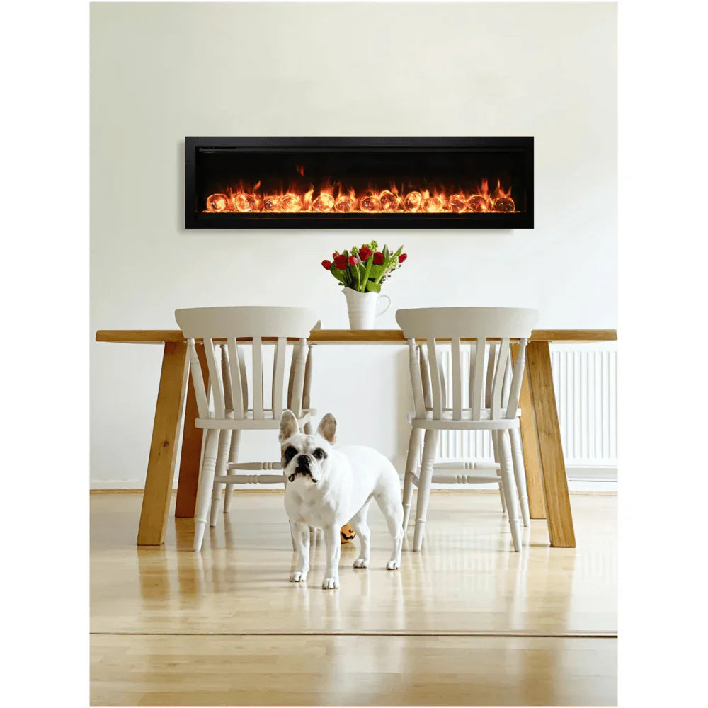 Amantii 42 Inch Symmetry Bespoke Smart Electric Fireplace, 5000 BTU, WiFi, Crackling Sound, Indoor/Outdoor, SYM-42-BESPOKE