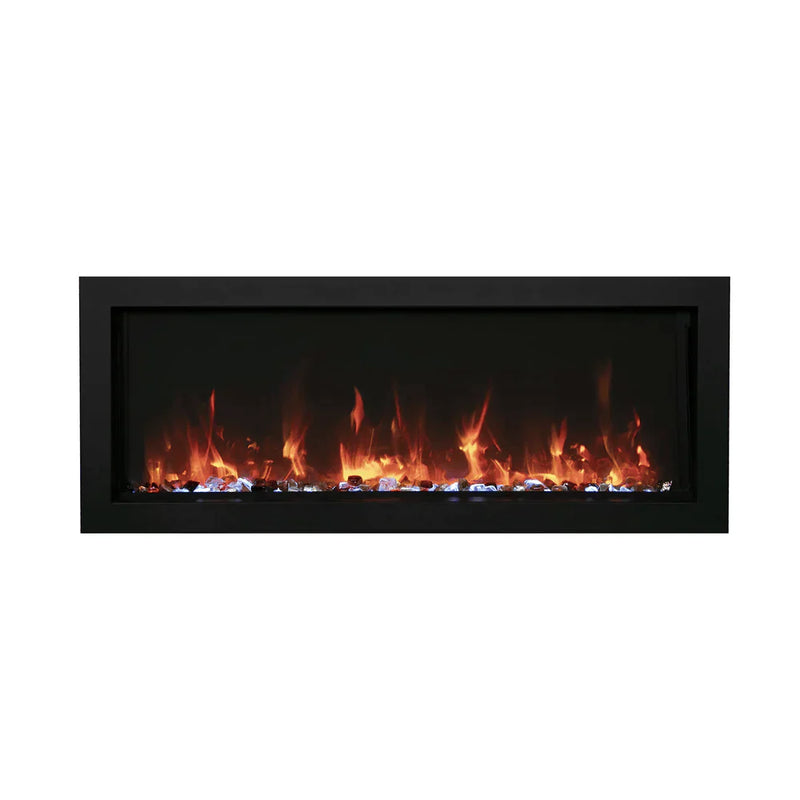 Amantii 50 Inch Panorama Slim Full View Smart Electric Fireplace, Indoor/Outdoor, WiFi & Remote Control, 5000 BTU Heater, BI-50-SLIM-OD