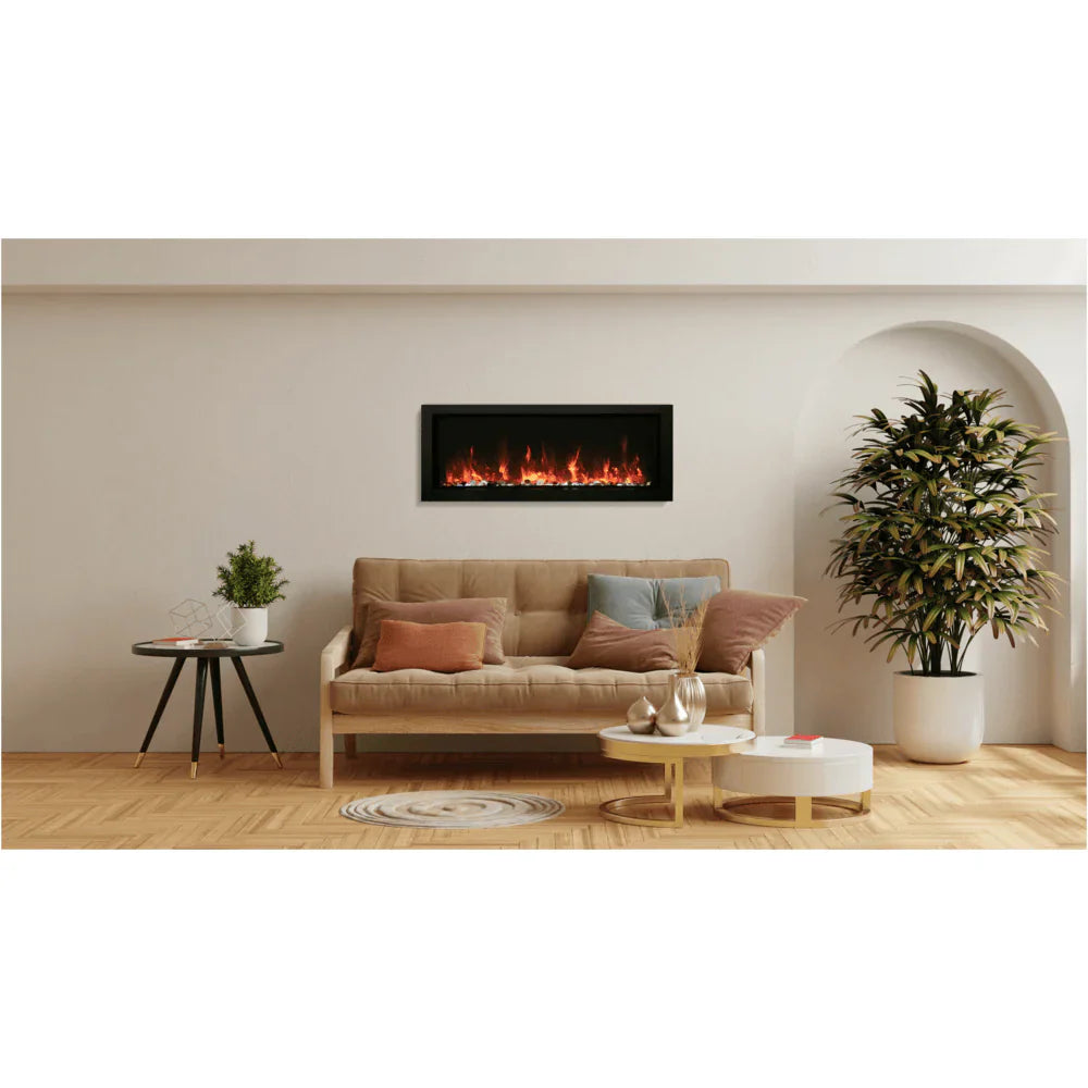 Amantii 50 Inch Panorama Slim Full View Smart Electric Fireplace, Indoor/Outdoor, WiFi & Remote Control, 5000 BTU Heater, BI-50-SLIM-OD