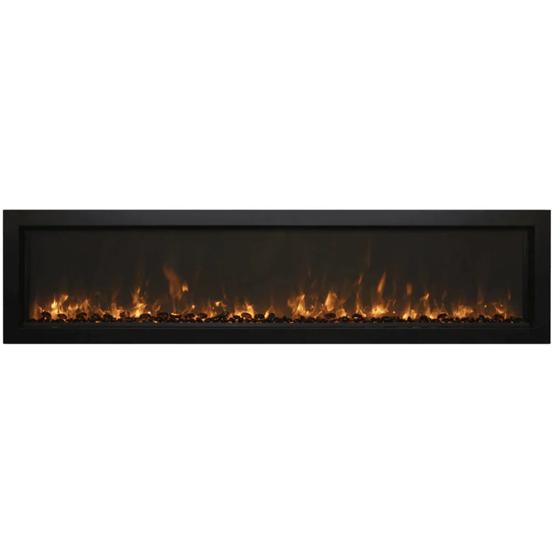 Amantii 60 Inch Panorama Slim Full View Smart Electric Fireplace, Indoor/Outdoor, WiFi, 5000 BTU Heater, Recessed or Wall Mount, BI-60-SLIM-OD