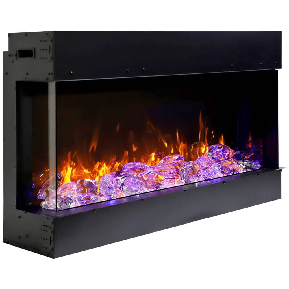 Amantii 60 Inch Tru View Slim 3-Sided Smart Electric Fireplace, Indoor/Outdoor, Modern Built-In Design, Realistic Flames, WiFi Control, 60-TRV-SLIM