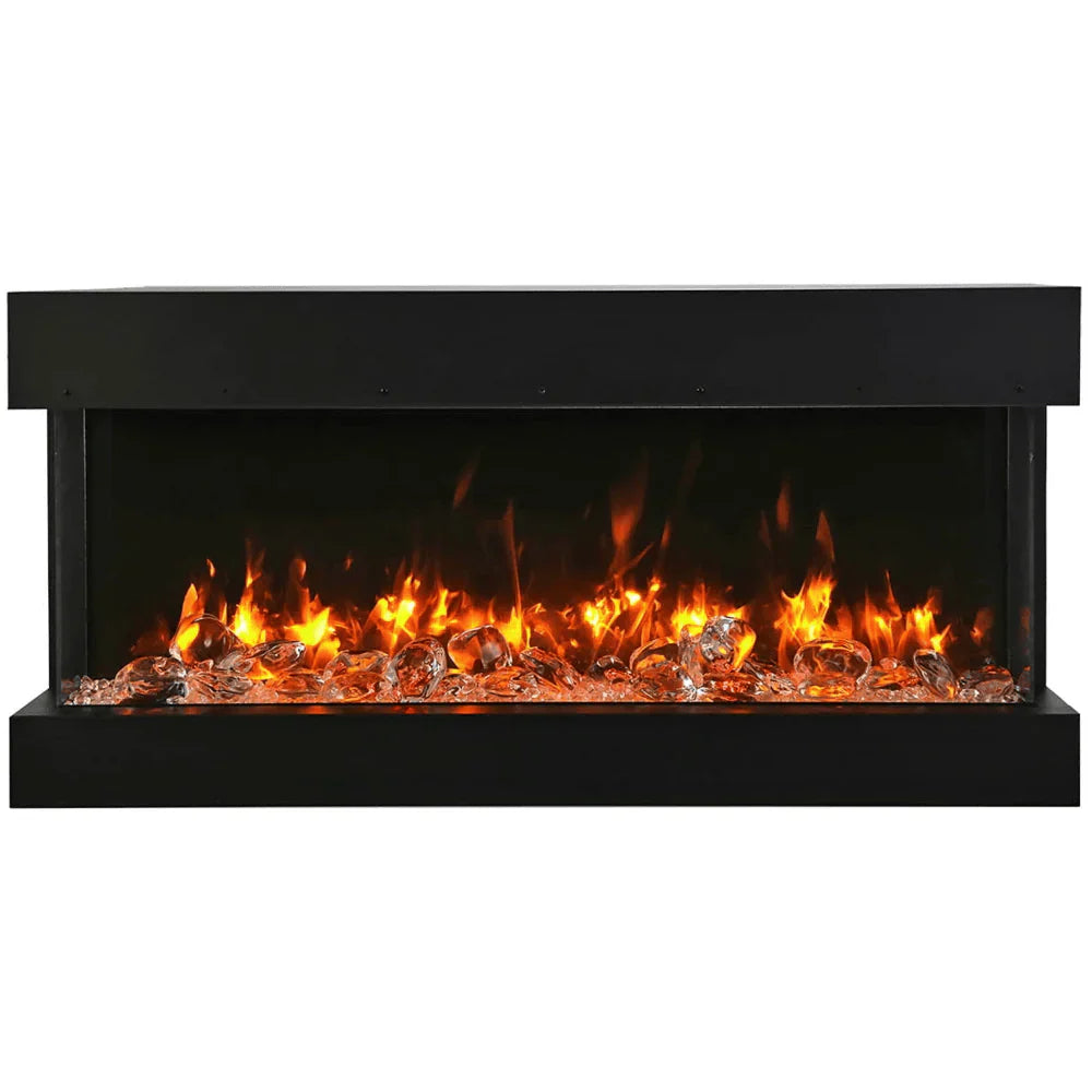 Amantii 60 Inch Tru View Slim 3-Sided Smart Electric Fireplace, Indoor/Outdoor, Modern Built-In Design, Realistic Flames, WiFi Control, 60-TRV-SLIM