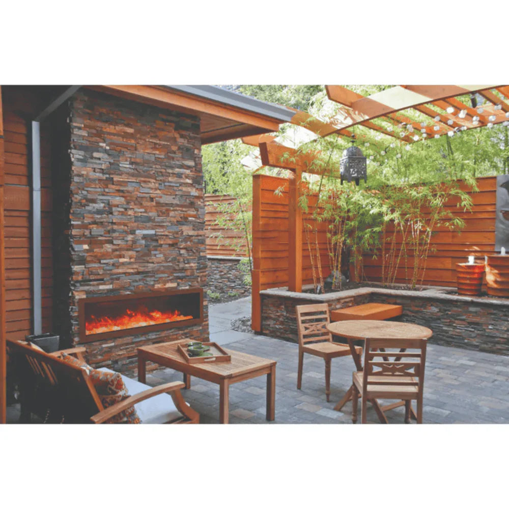 Amantii 72 Inch Panorama Deep Full View Smart Electric Fireplace, Indoor/Outdoor, WiFi, 5000 BTU Heater, Recessed Installation, BI-72-DEEP-OD