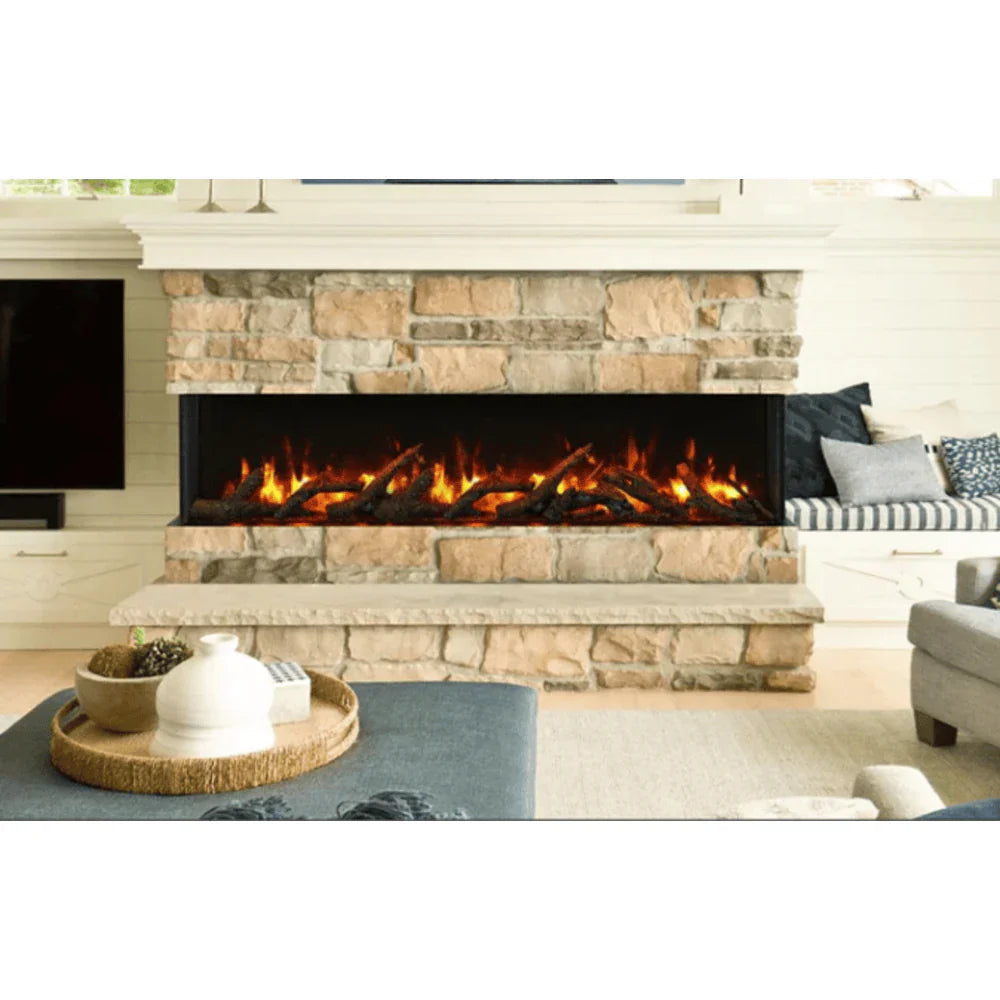 Amantii 72 Inch Tru View Slim 3-Sided Smart Electric Fireplace, Indoor/Outdoor, Sleek Built-In Design, WiFi, 72-TRV-SLIM