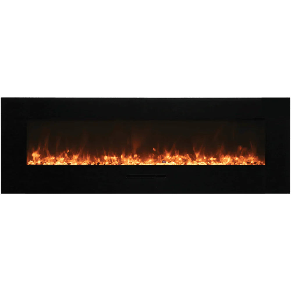 Amantii 72 Inch Indoor/Outdoor Smart Electric Fireplace, Wall or Flush Mount, WiFi Control, 1500W Heater, WM-FM-72-8123-BG