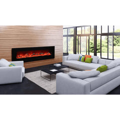Amantii 72 Inch Indoor/Outdoor Smart Electric Fireplace, Wall or Flush Mount, WiFi Control, 1500W Heater, WM-FM-72-8123-BG