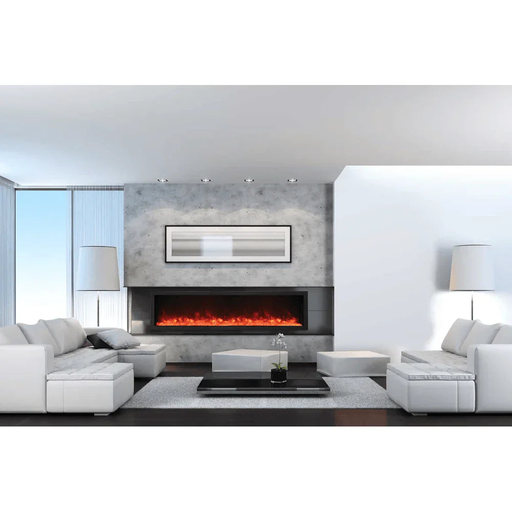 Amantii 88-Inch Panorama Deep Extra Tall Full View Smart Electric Fireplace – Indoor/Outdoor, WiFi, Recessed Installation, BI-88-DEEP-XT