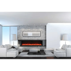 Amantii 88-Inch Panorama Deep Extra Tall Full View Smart Electric Fireplace – Indoor/Outdoor, WiFi, Recessed Installation, BI-88-DEEP-XT