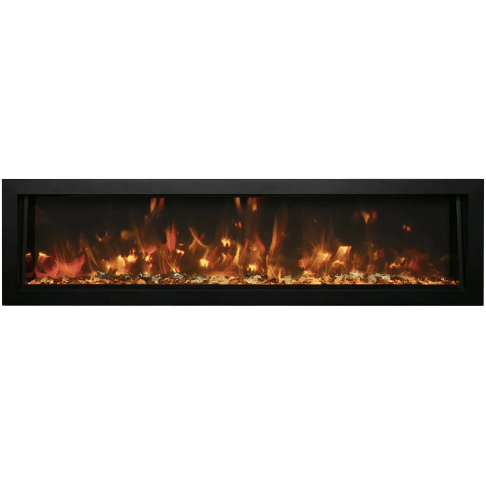 Amantii 88-Inch Panorama Deep Full View Smart Electric Fireplace – Indoor/Outdoor, WiFi, 5000 BTU Heater, Recessed Installation, BI-88-DEEP-OD